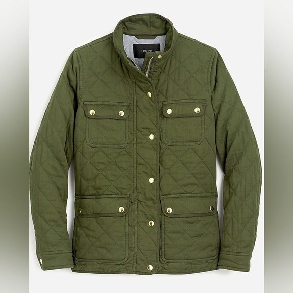 J.CREW Quilted Green Downtown Field Jacket Small EUC - Picture 3 of 10